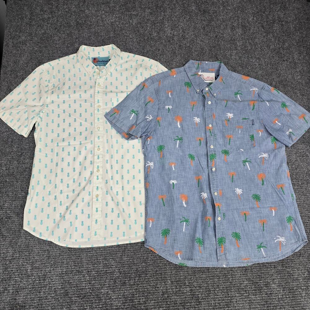 Chubbies Button Up Shirt Lot Mens Large Pineapple Palm Tree Short Sleeve